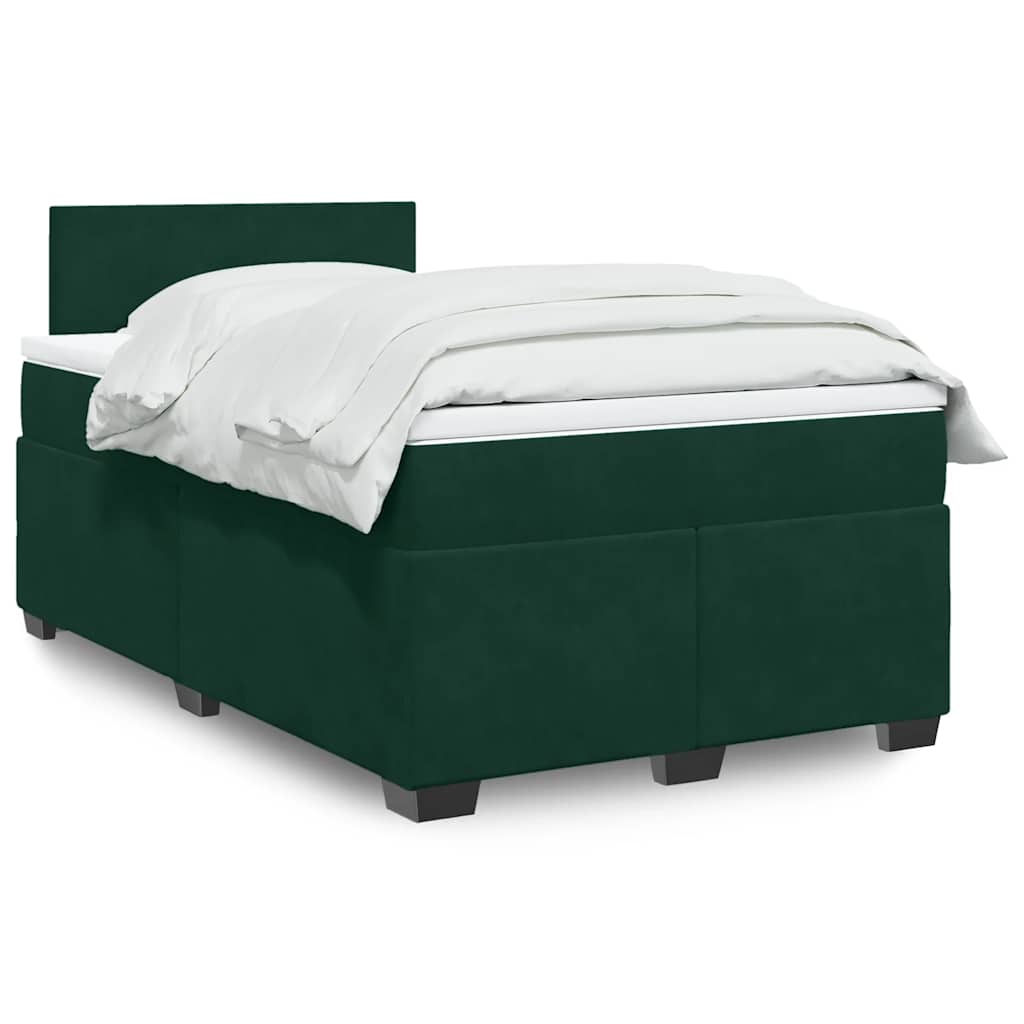 kontinentalseng med madras 120x190 cm velour mørkegrøn