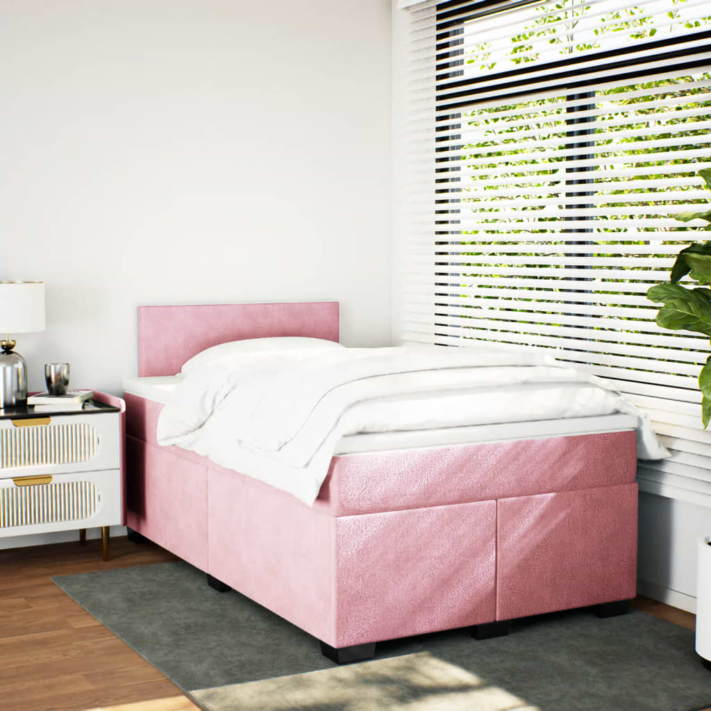 kontinentalseng med madras 120x190 cm velour lyserød