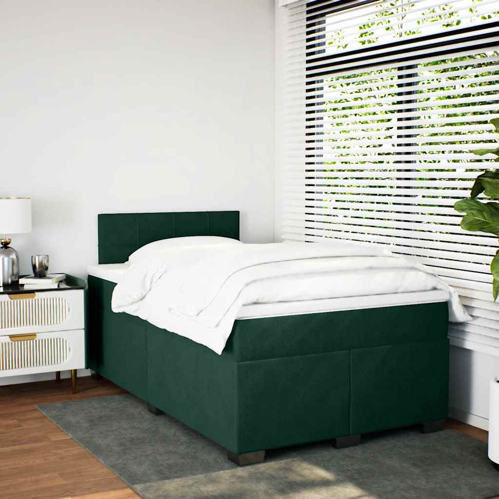 kontinentalseng med madras 120x190 cm velour mørkegrøn