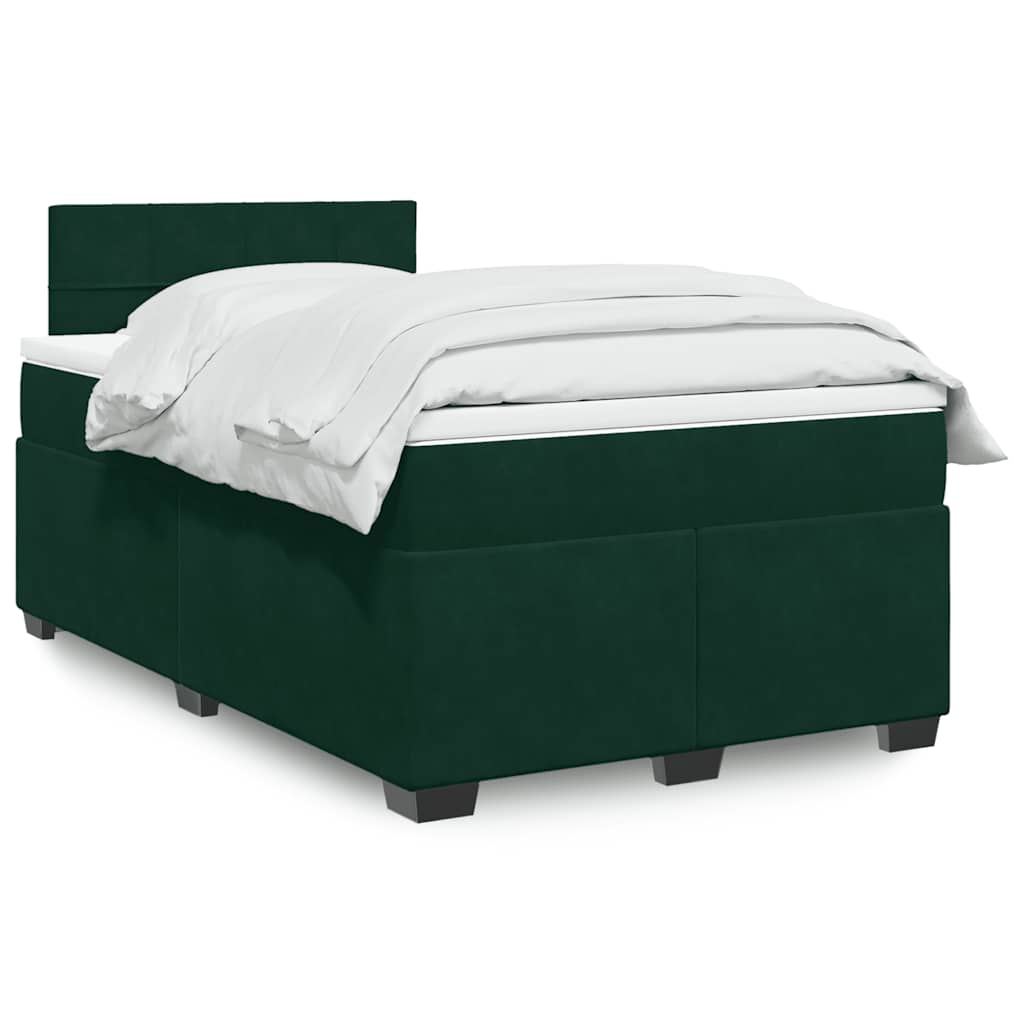 kontinentalseng med madras 120x190 cm velour mørkegrøn