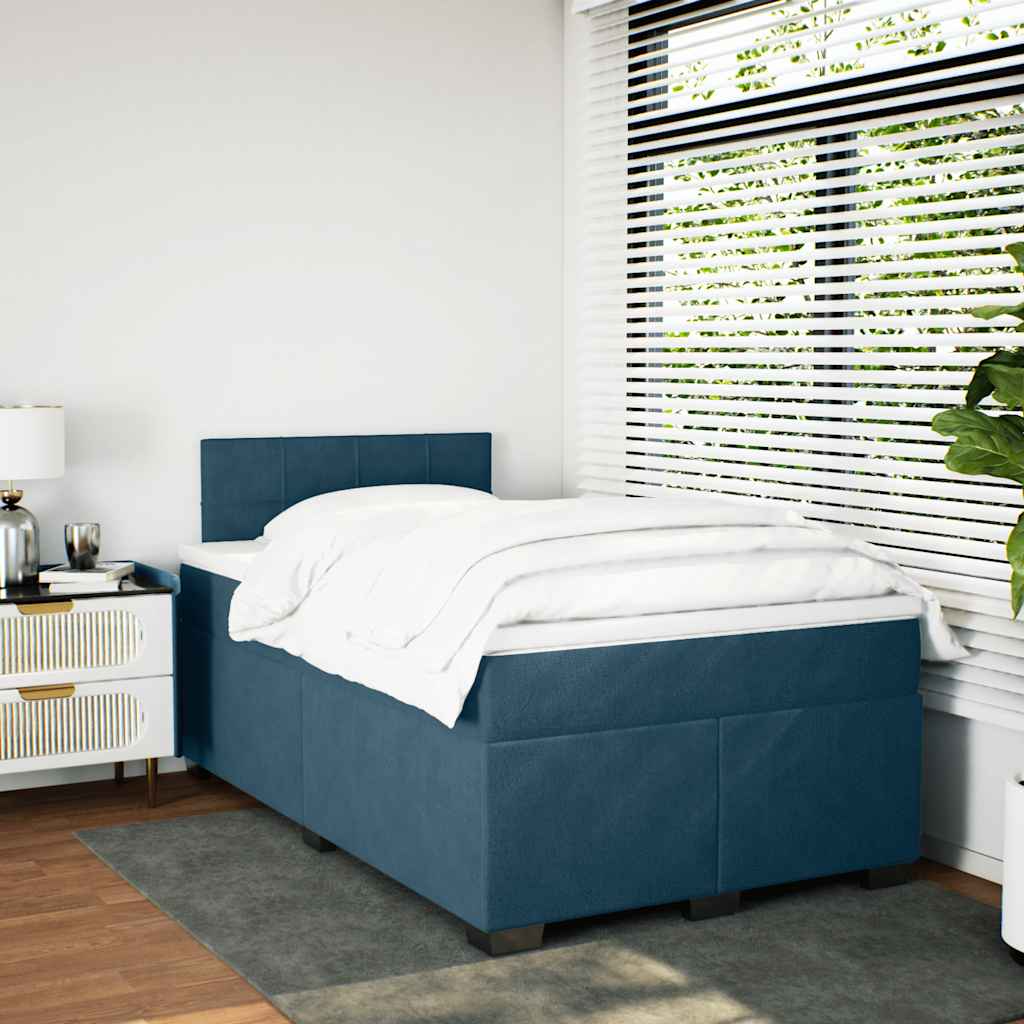 kontinentalseng med madras 120x190 cm velour mørkeblå