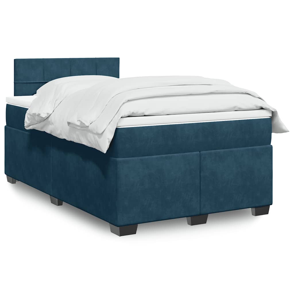 kontinentalseng med madras 120x190 cm velour mørkeblå