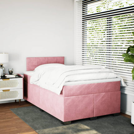 kontinentalseng med madras 120x190 cm velour lyserød
