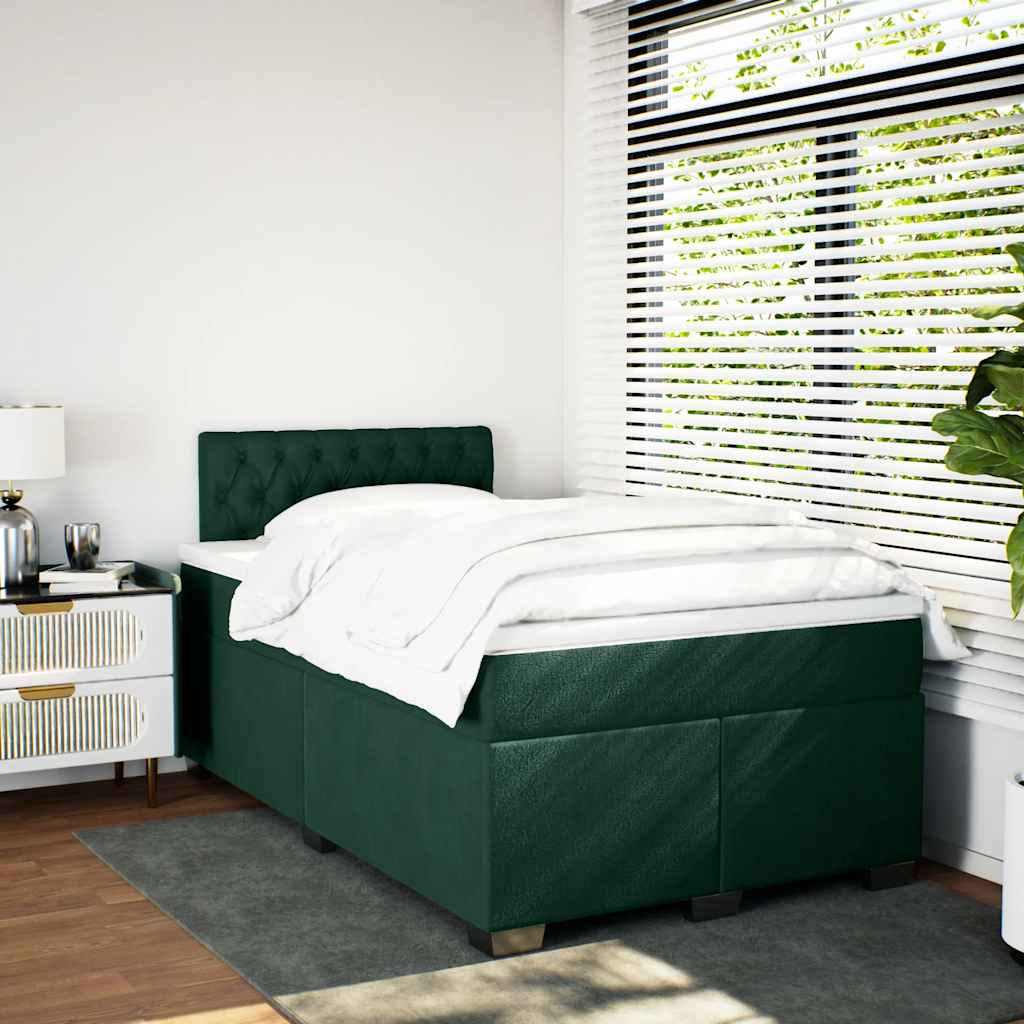 kontinentalseng med madras 120x190 cm velour mørkegrøn