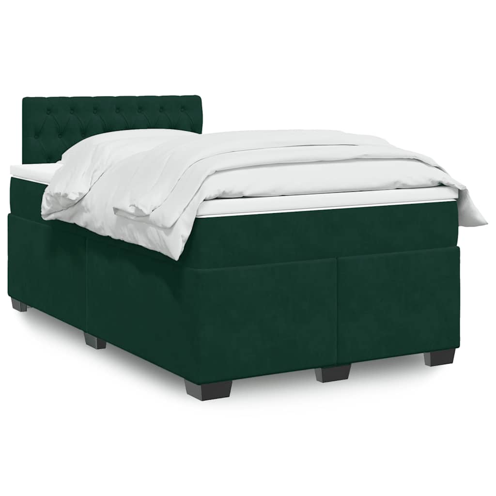 kontinentalseng med madras 120x190 cm velour mørkegrøn