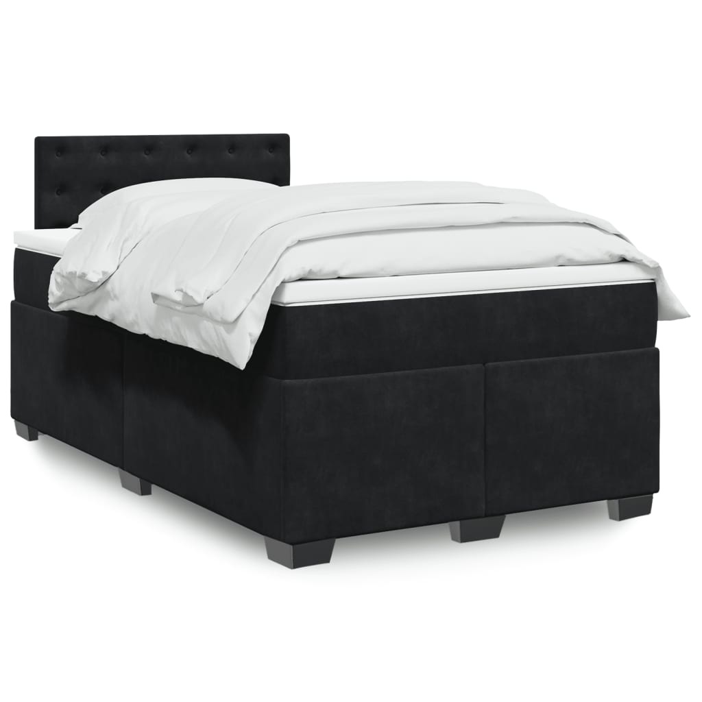 kontinentalseng med madras 120x190 cm velour sort