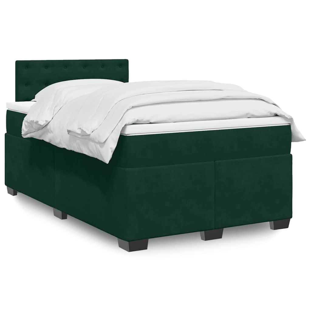 kontinentalseng med madras 120x190 cm velour mørkegrøn