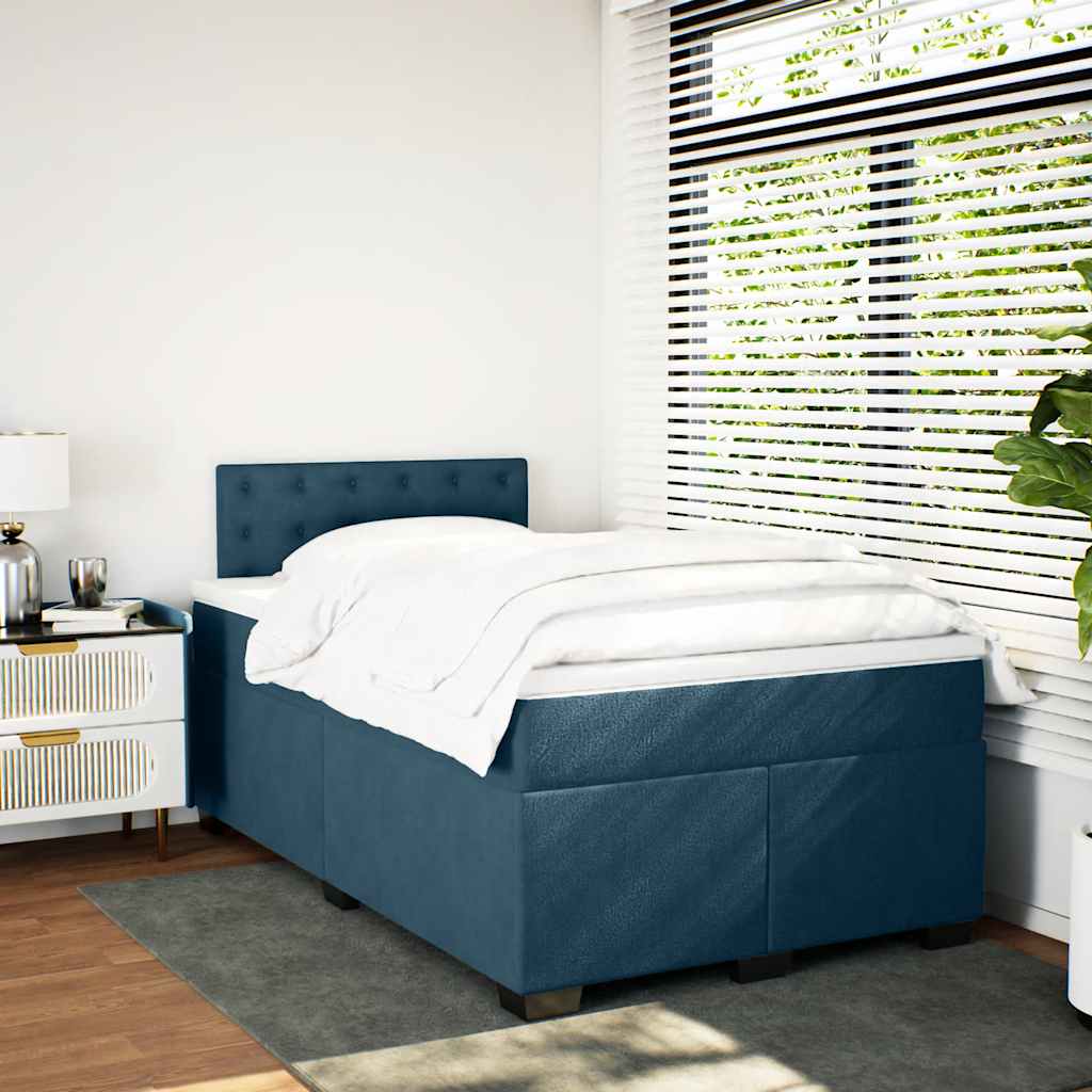kontinentalseng med madras 120x190 cm velour mørkeblå