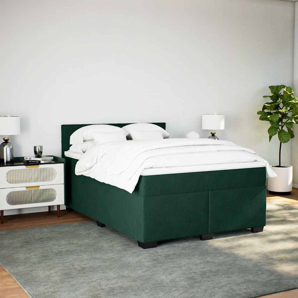 kontinentalseng med madras 140x190 cm fløjl mørkegrøn