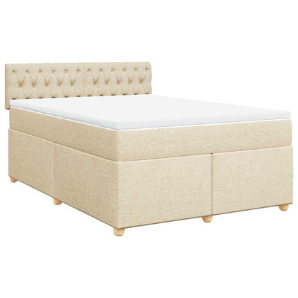 kontinentalseng med madras 140x190 cm stof cremefarvet