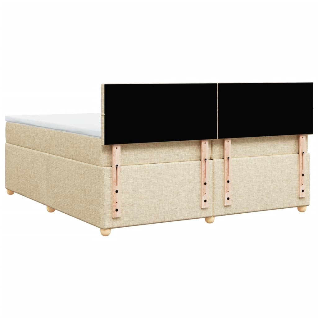 kontinentalseng med madras 200x200 cm stof cremefarvet