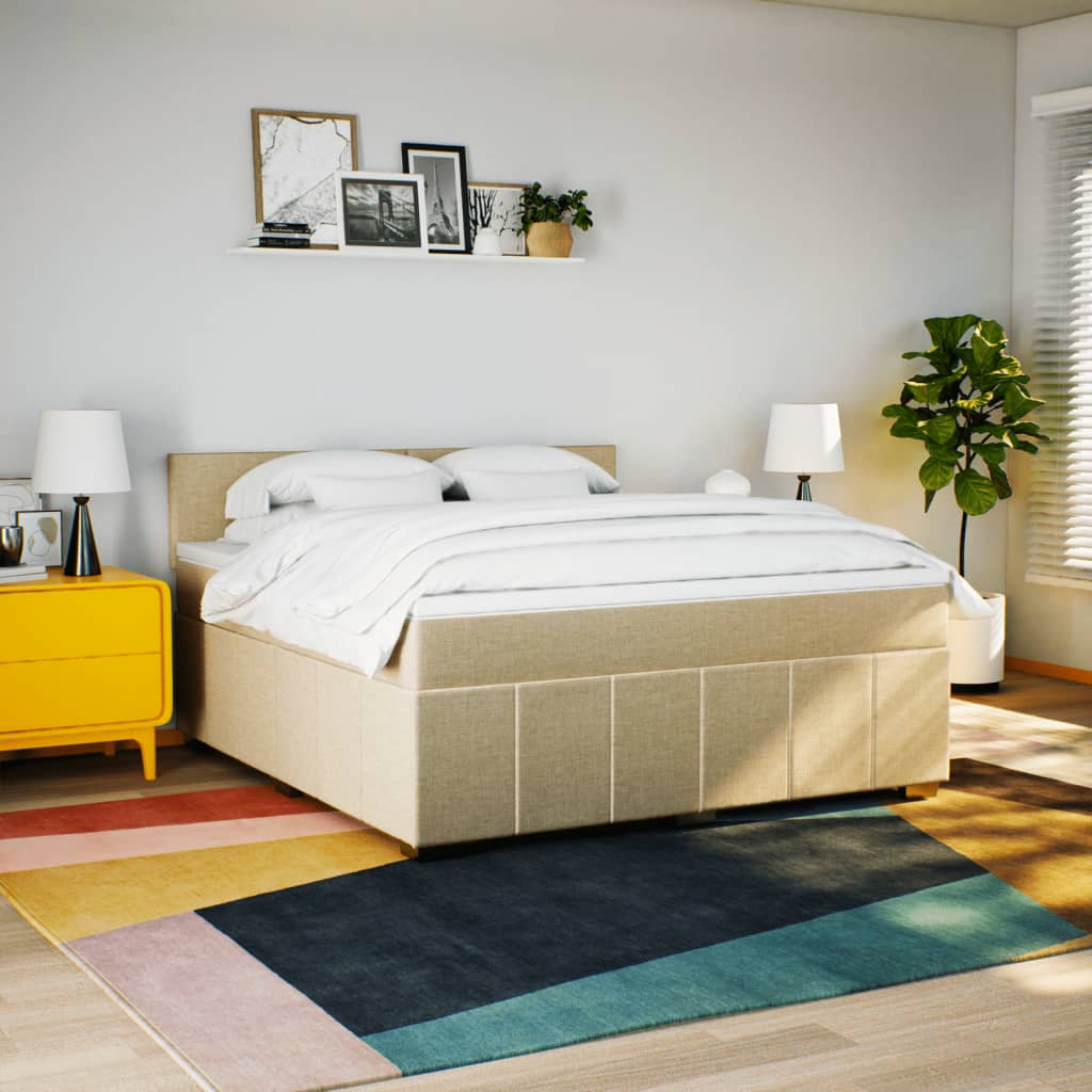 kontinentalseng med madras 180x200 cm stof cremefarvet
