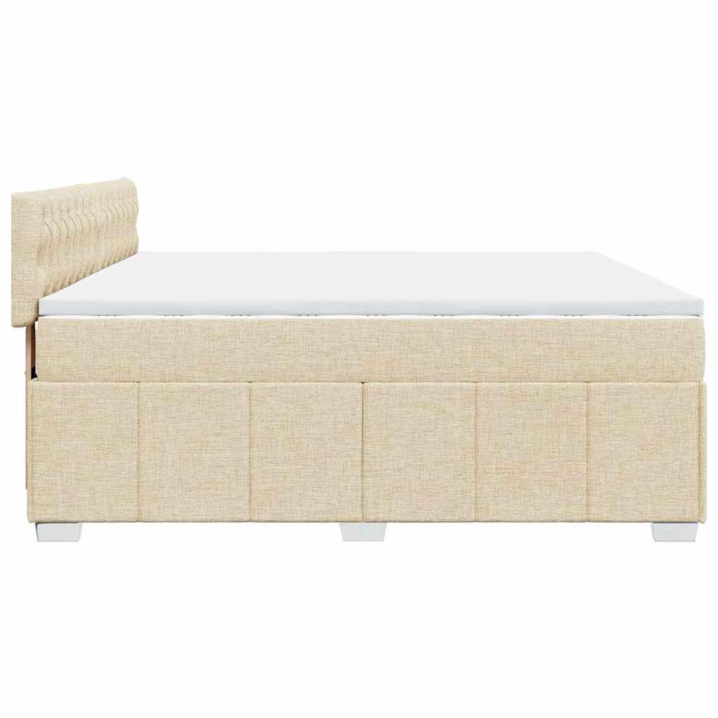 kontinentalseng med madras 200x200 cm stof cremefarvet