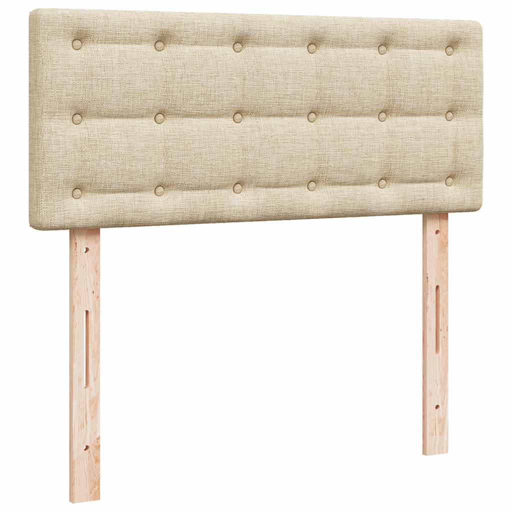 kontinentalseng med madras 120x190 cm stof cremefarvet