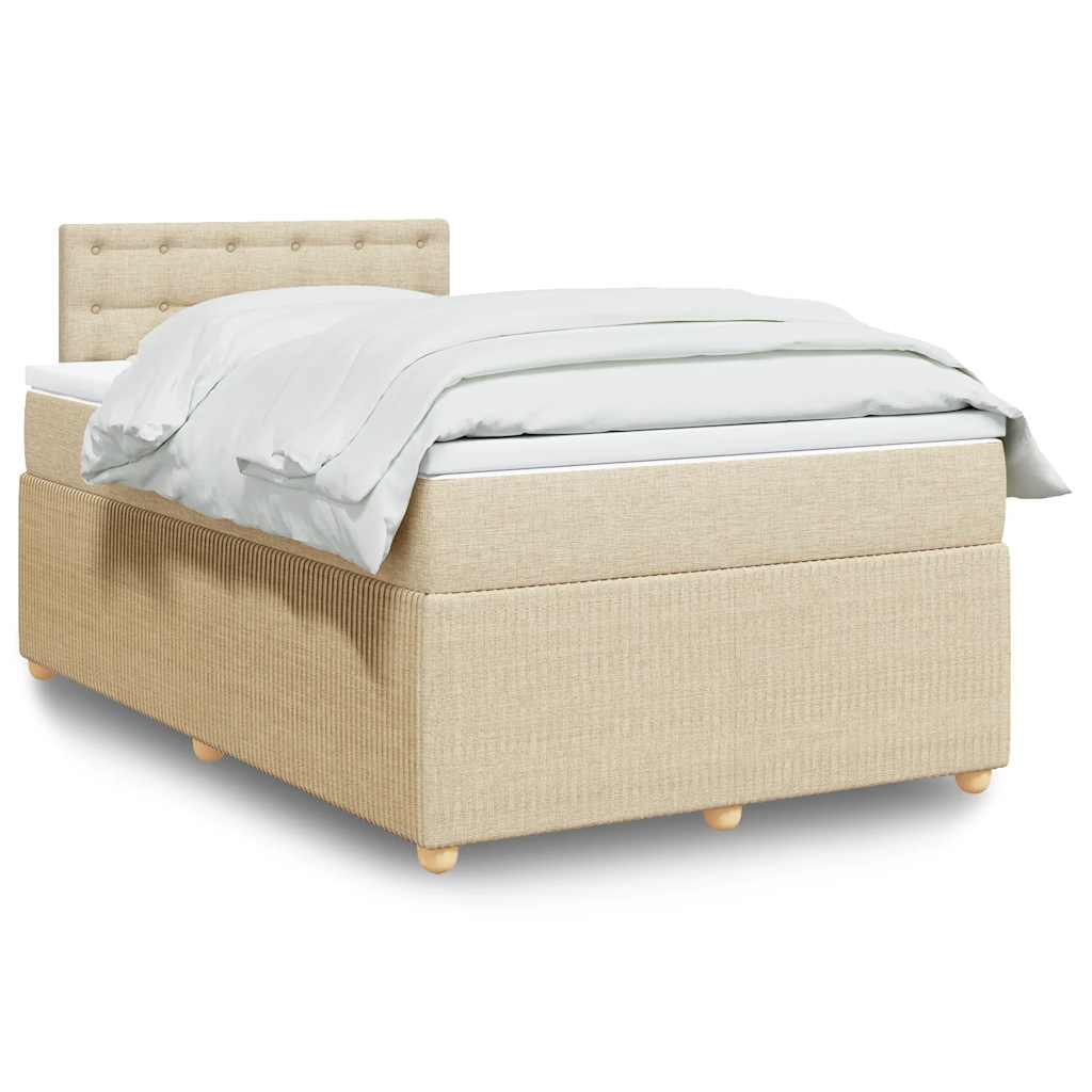 kontinentalseng med madras 120x190 cm stof cremefarvet