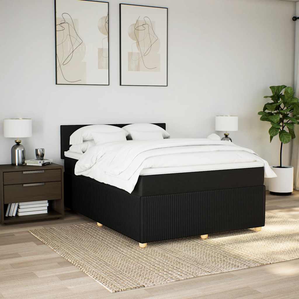 kontinentalseng med madras 140x190 cm stof sort