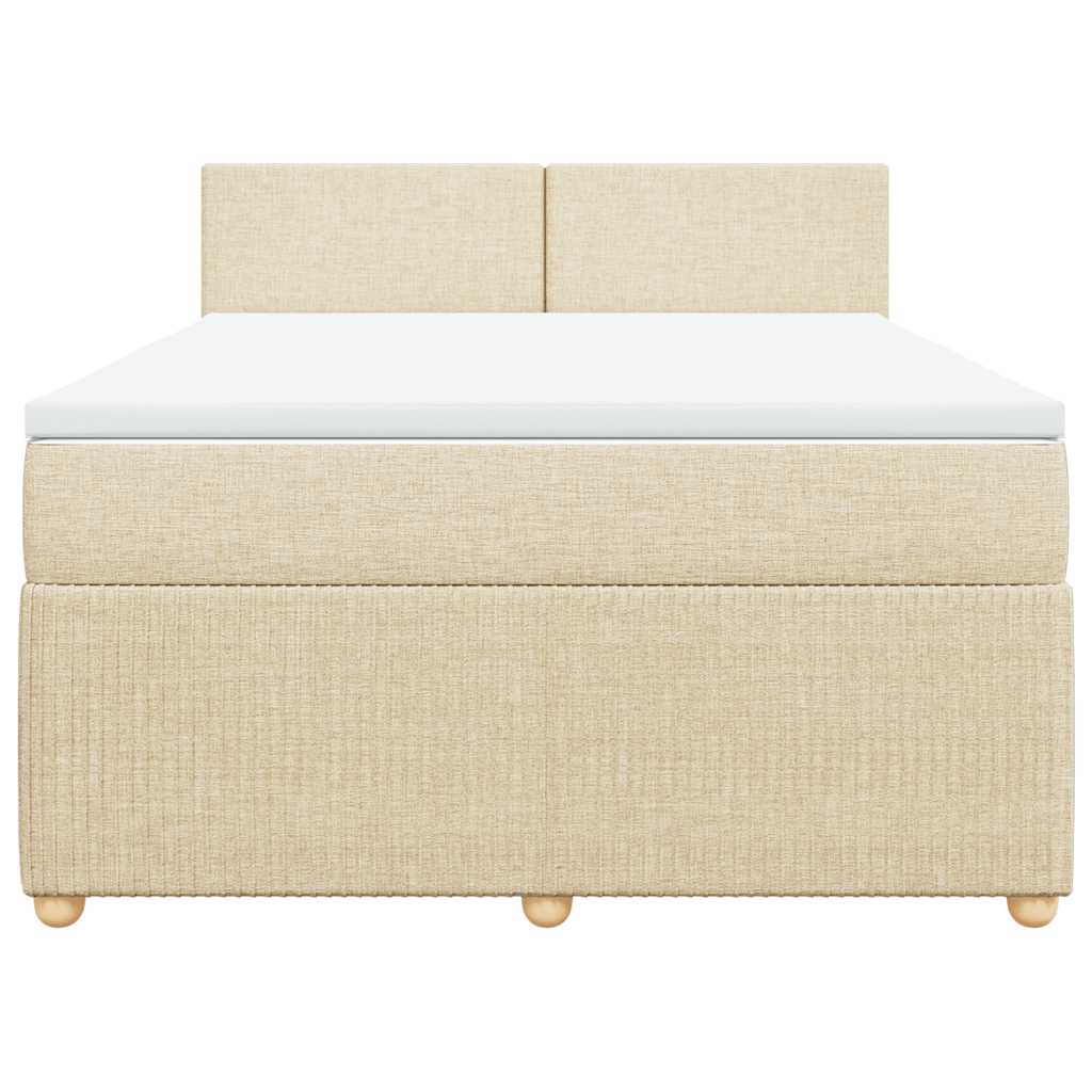 kontinentalseng med madras 140x190 cm stof cremefarvet