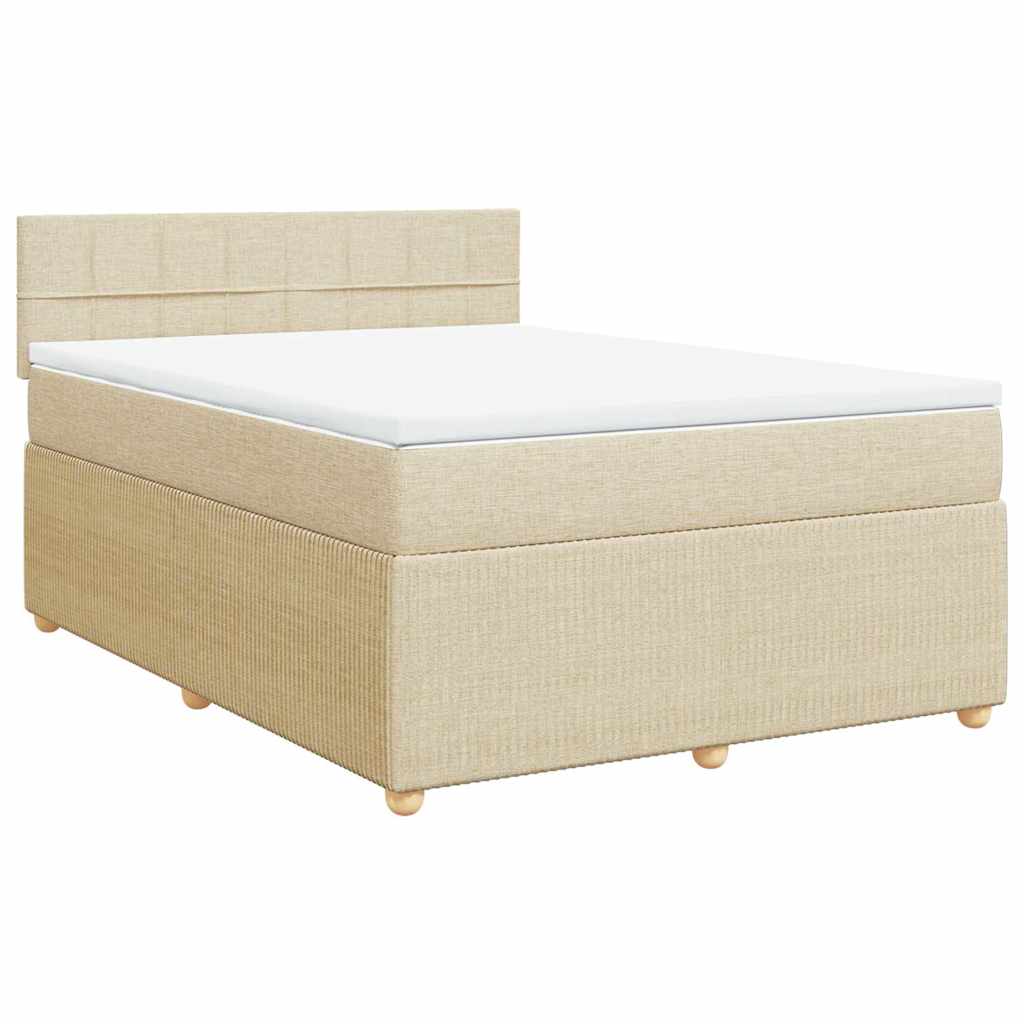 kontinentalseng med madras 140x190 cm stof cremefarvet