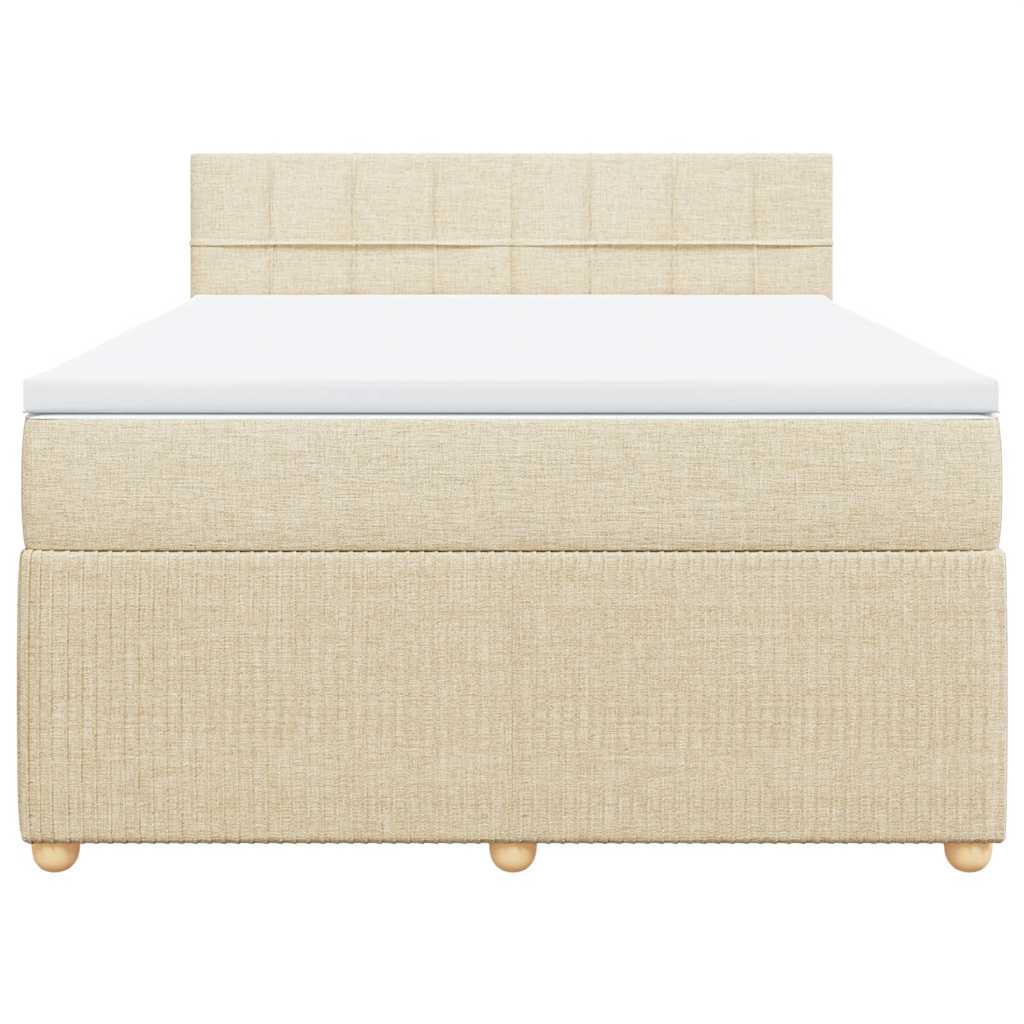 kontinentalseng med madras 140x190 cm stof cremefarvet