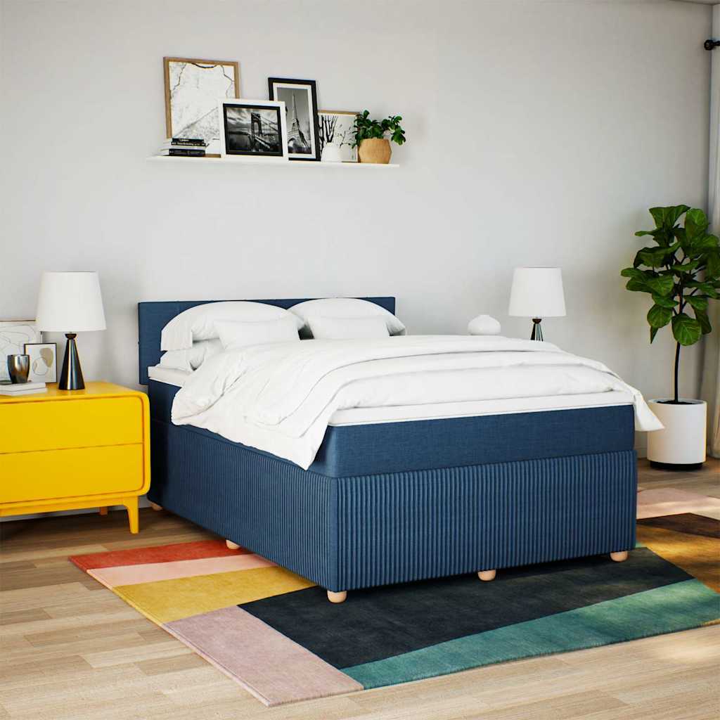 kontinentalseng med madras 140x190 cm stof blå