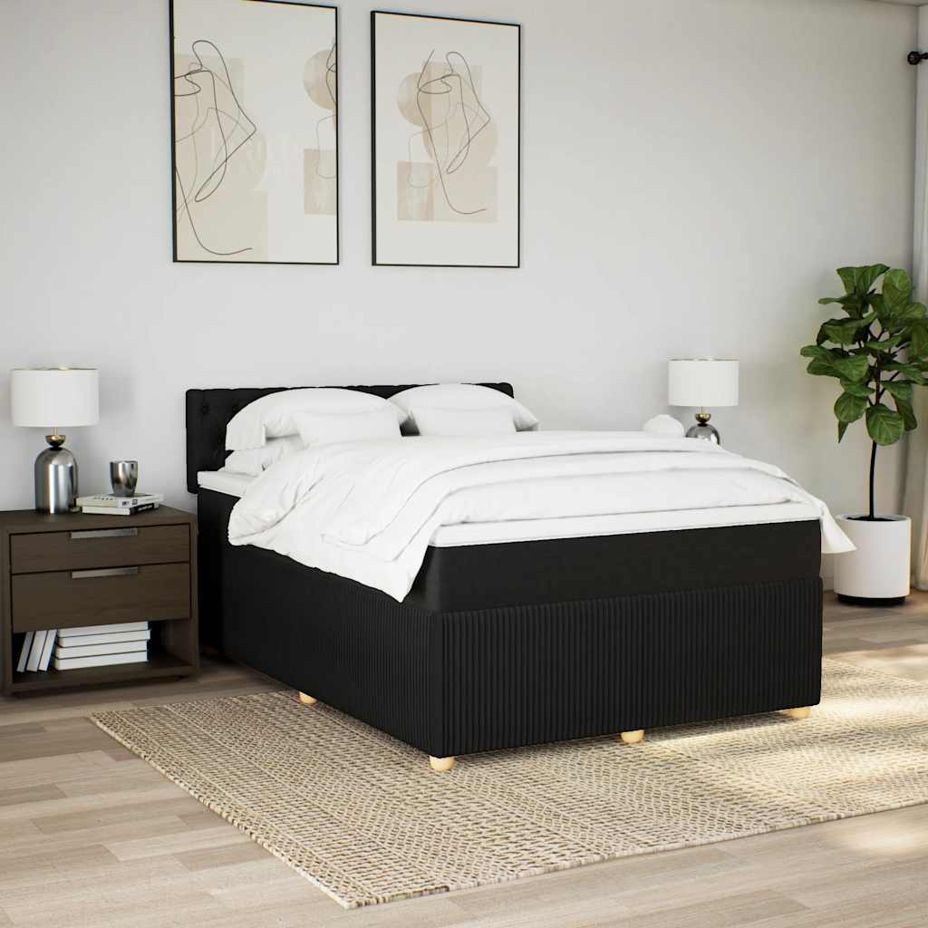 kontinentalseng med madras 140x190 cm stof sort