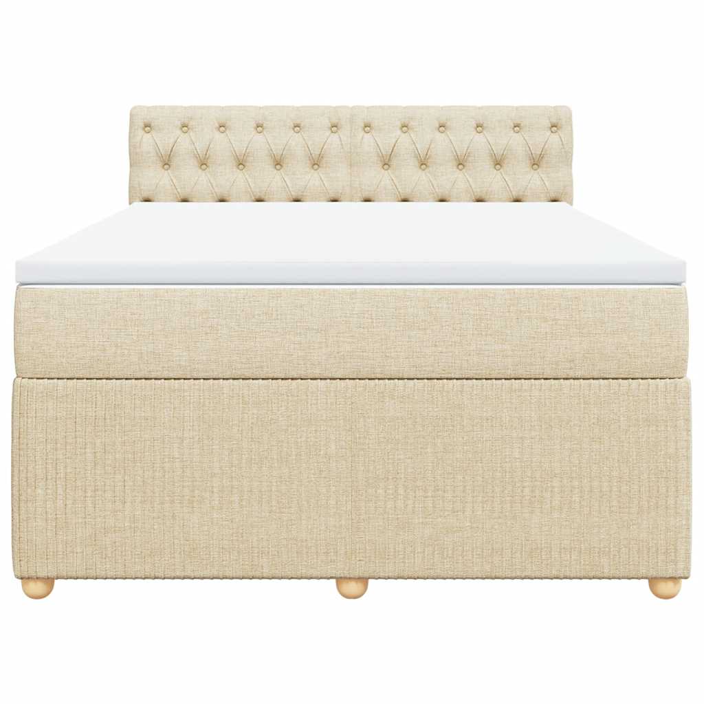 kontinentalseng med madras 140x190 cm stof cremefarvet