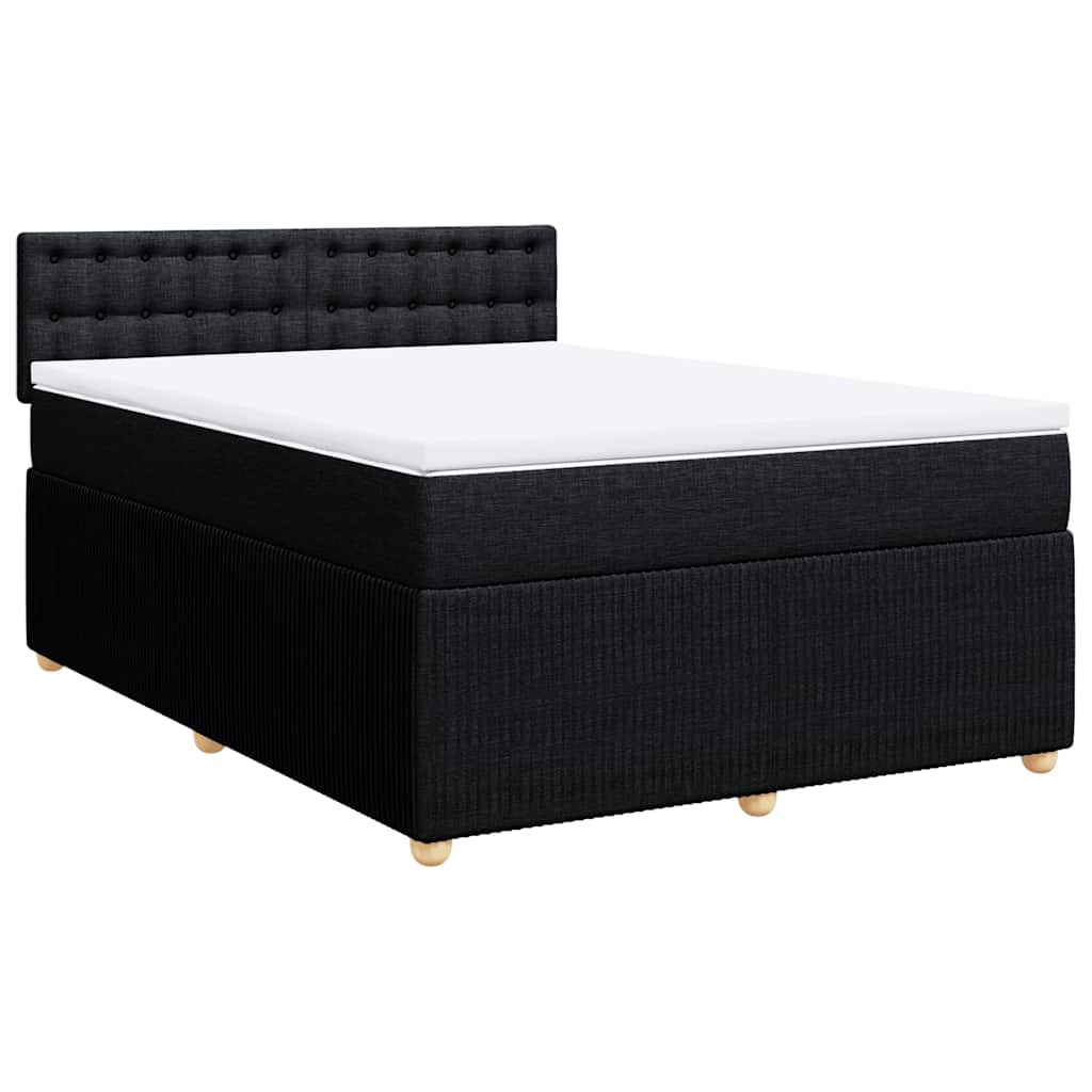 kontinentalseng med madras 140x190 cm stof sort