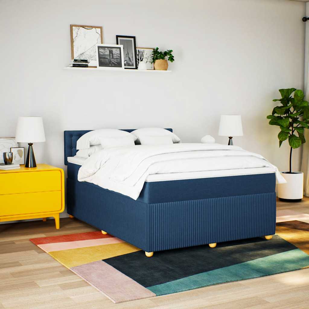 kontinentalseng med madras 140x190 cm stof blå