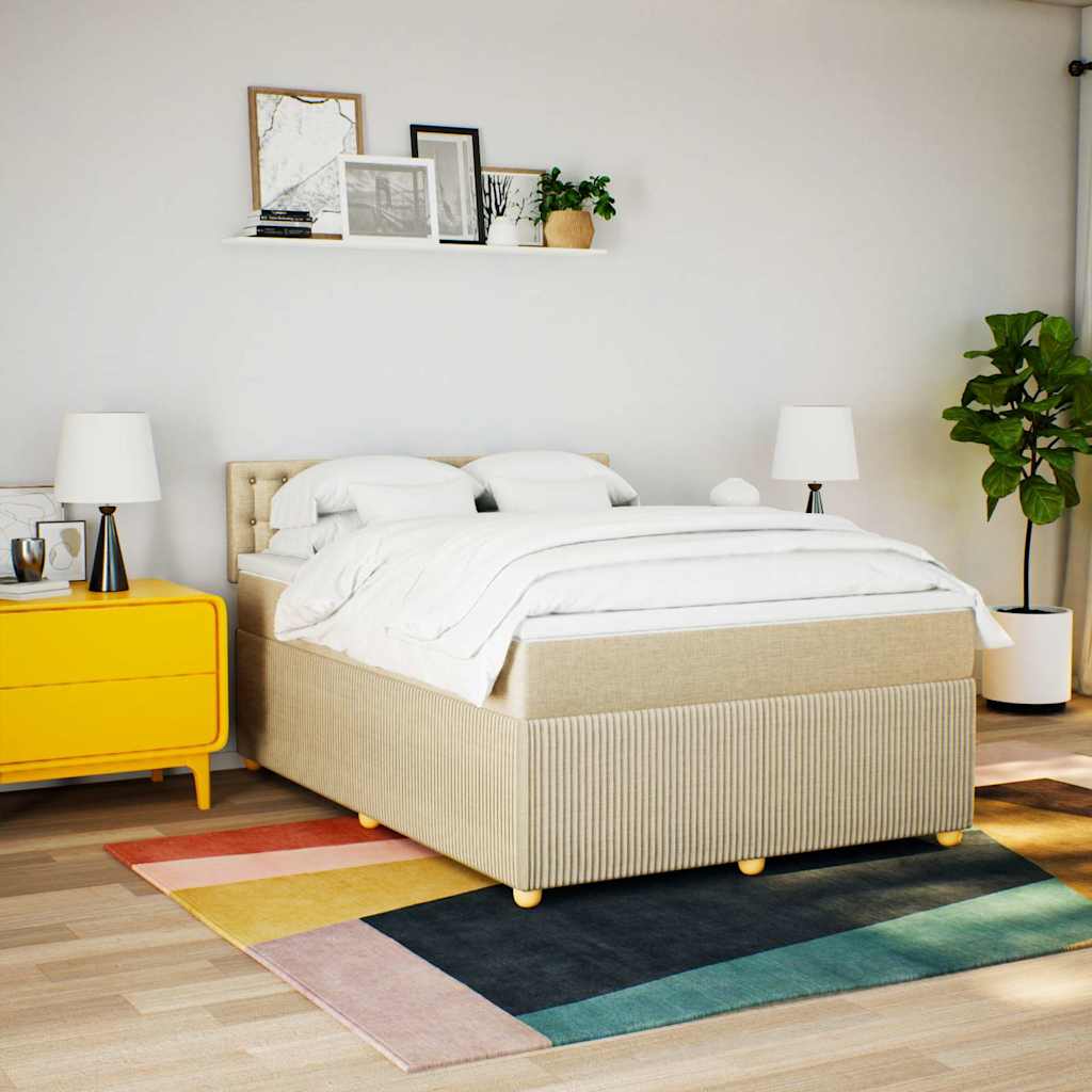 kontinentalseng med madras 140x200 cm stof cremefarvet