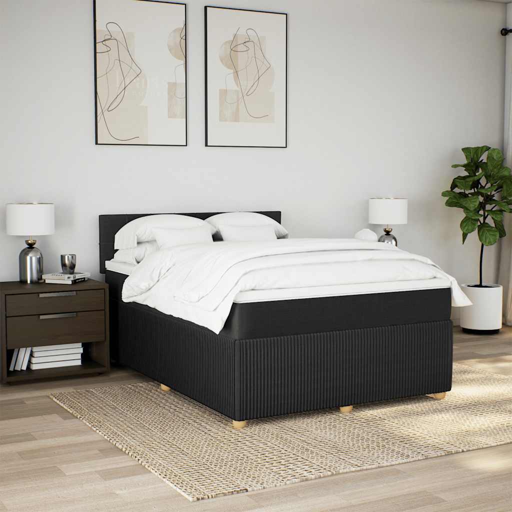 kontinentalseng med madras 160x200 cm stof sort