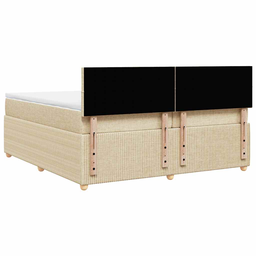 kontinentalseng med madras 200x200 cm stof cremefarvet
