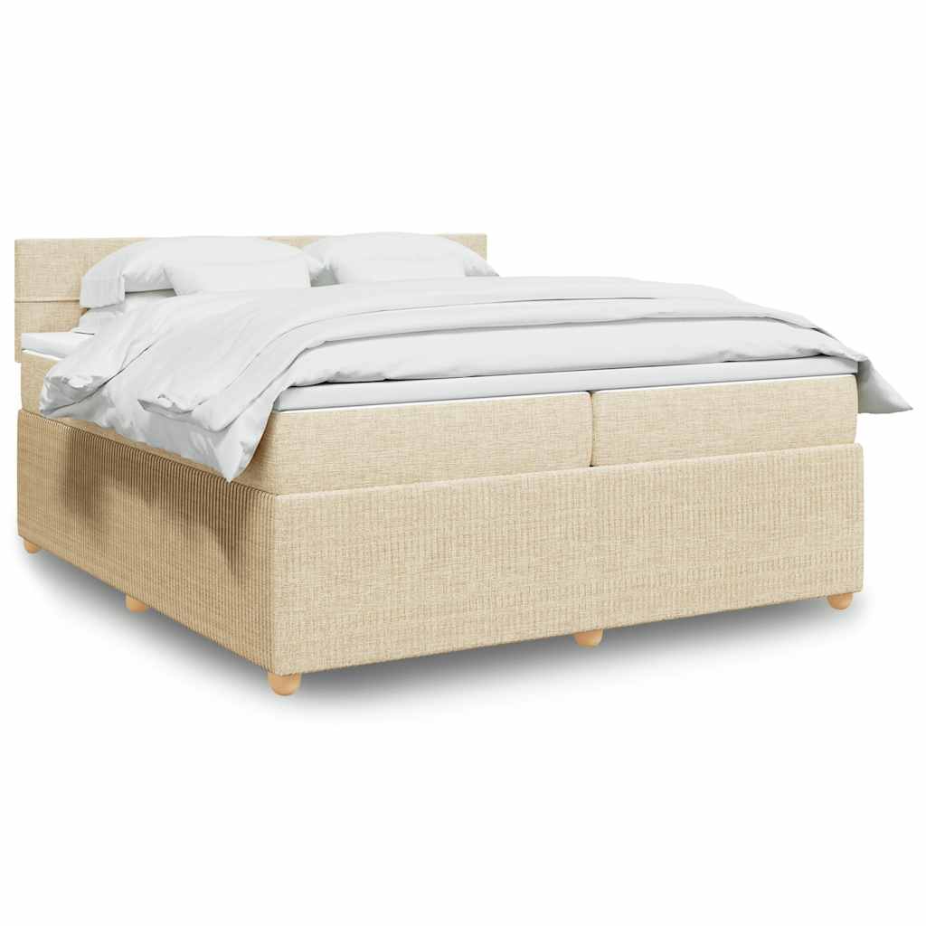 kontinentalseng med madras 200x200 cm stof cremefarvet