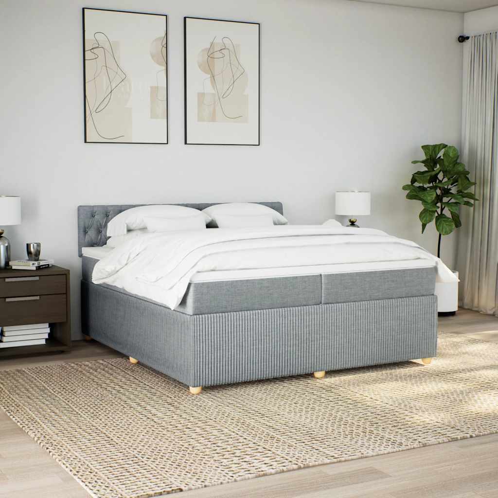 kontinentalseng med madras 200x200 cm stof lysegrå