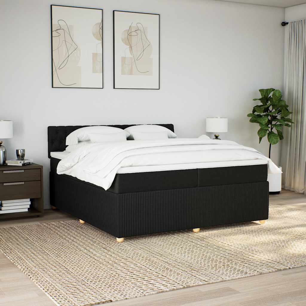 kontinentalseng med madras 200x200 cm stof sort
