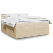 kontinentalseng med madras 200x200 cm stof cremefarvet