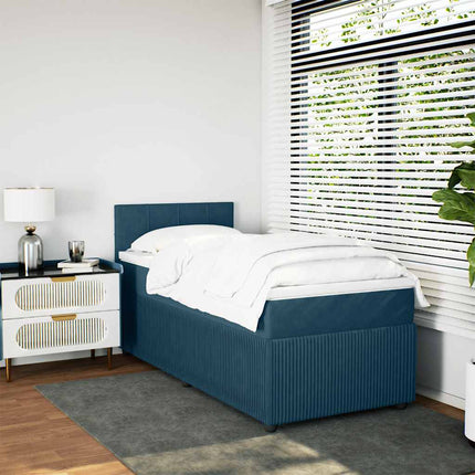kontinentalseng med madras 80x200 cm fløjl blå