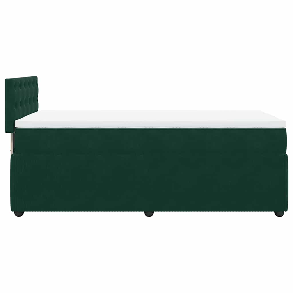 kontinentalseng med madras 80x200 cm fløjl mørkegrøn