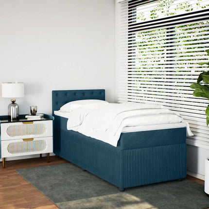 kontinentalseng med madras 80x200 cm fløjl blå