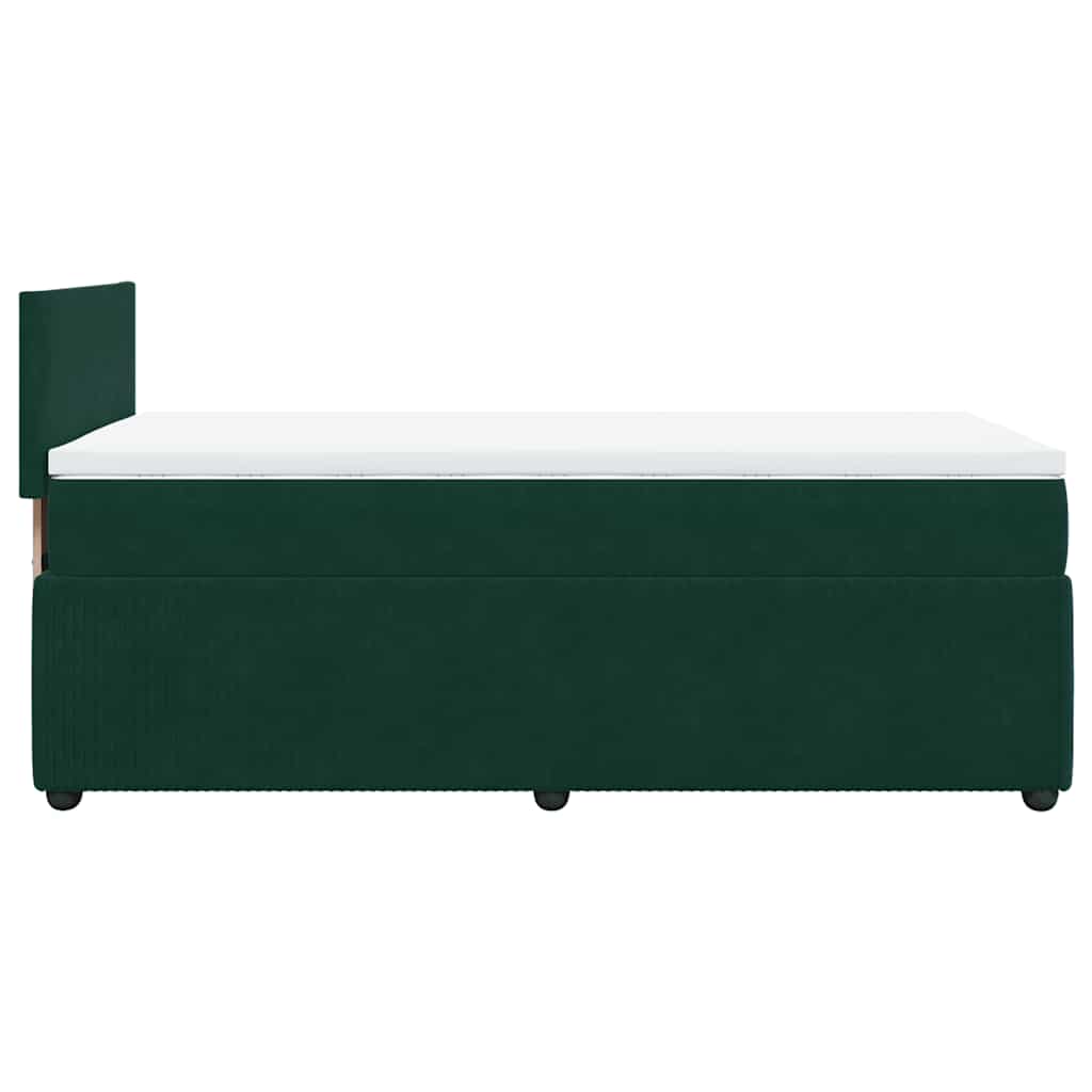 kontinentalseng med madras 90x190 cm fløjl mørkegrøn