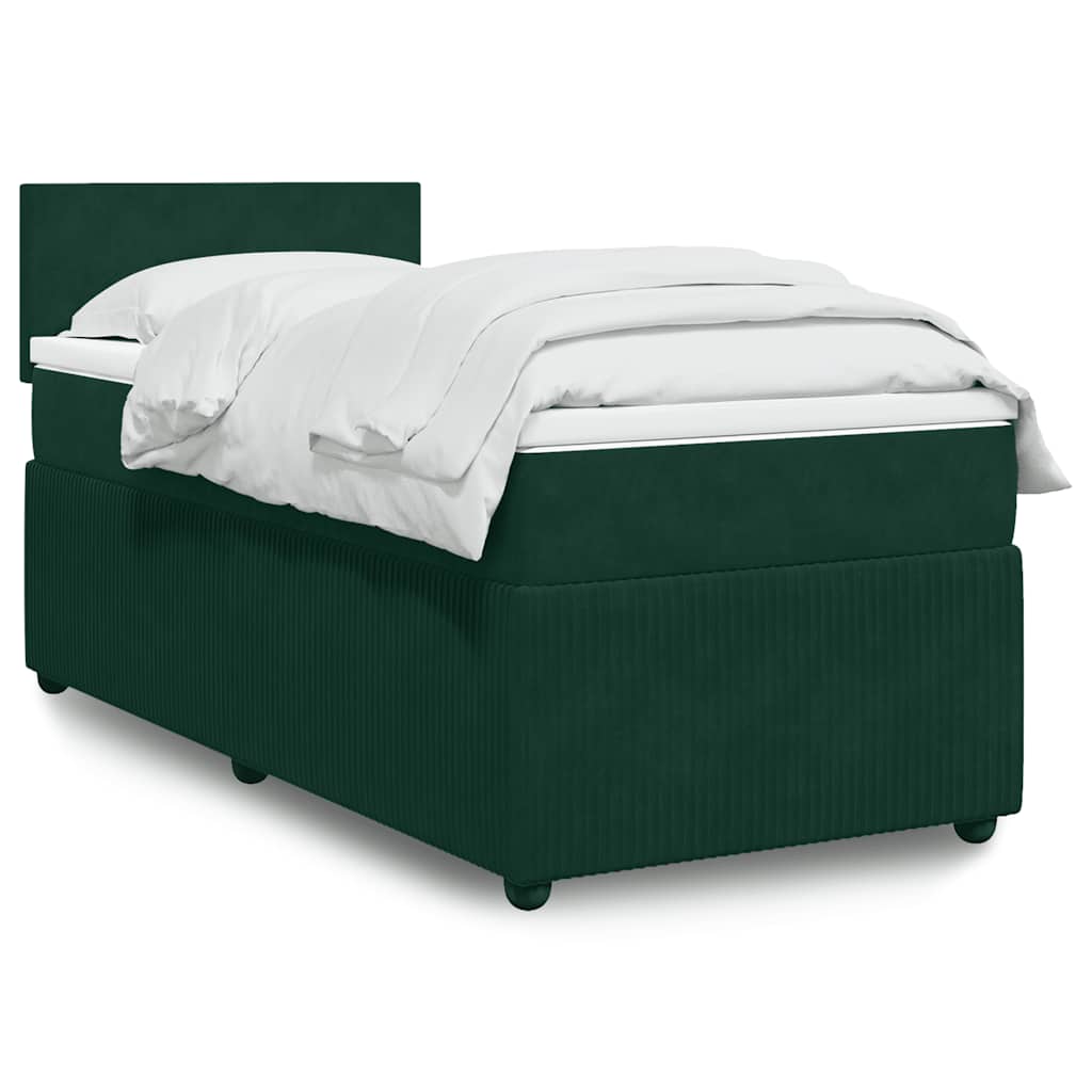 kontinentalseng med madras 90x190 cm fløjl mørkegrøn