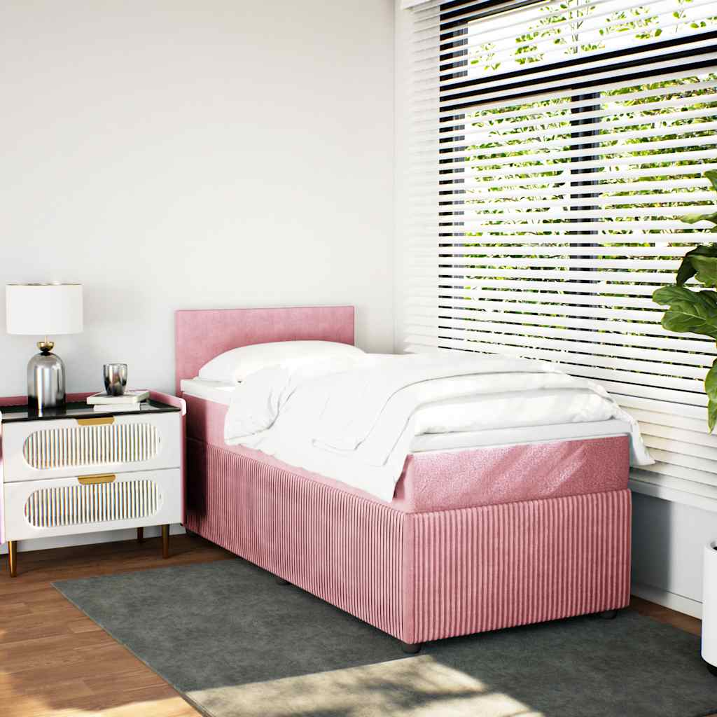 kontinentalseng med madras 90x190 cm fløjl pink