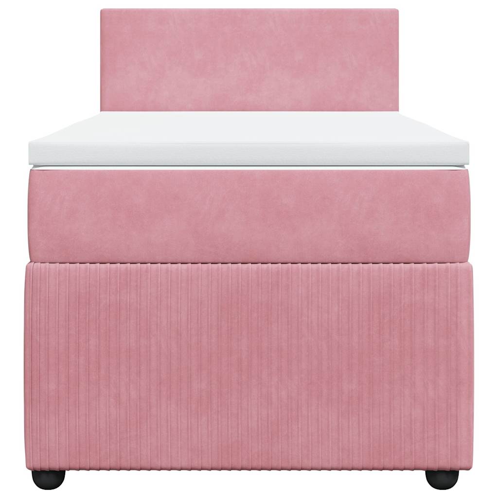 kontinentalseng med madras 90x190 cm fløjl pink