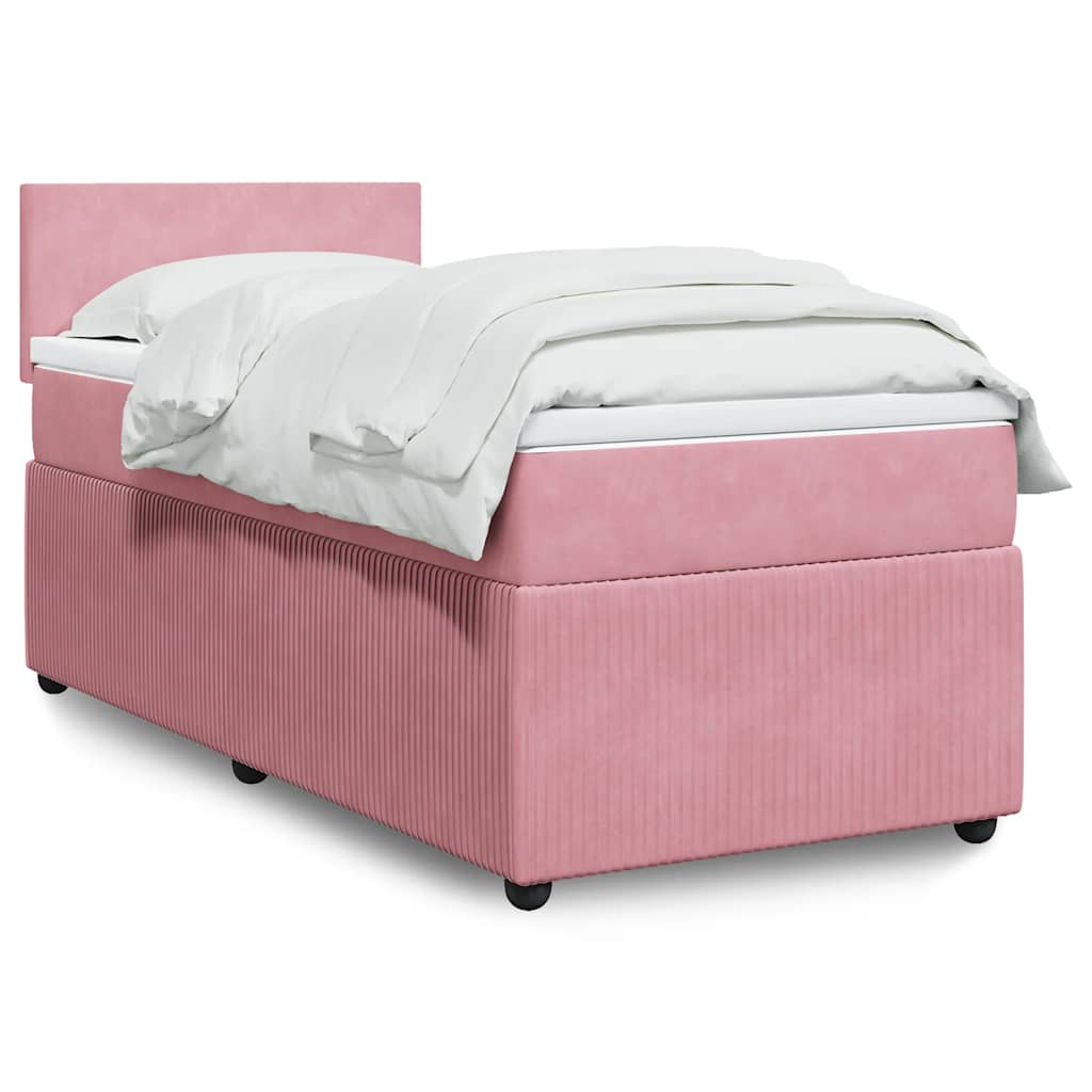 kontinentalseng med madras 90x190 cm fløjl pink
