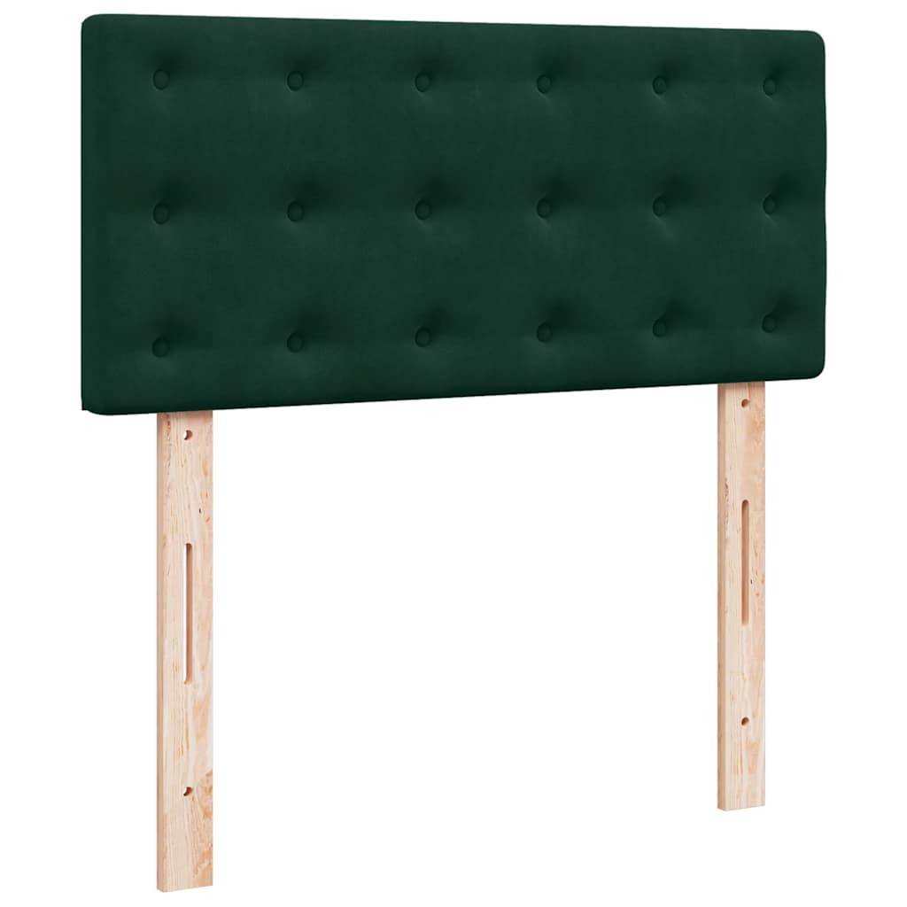 kontinentalseng med madras 90x190 cm fløjl mørkegrøn