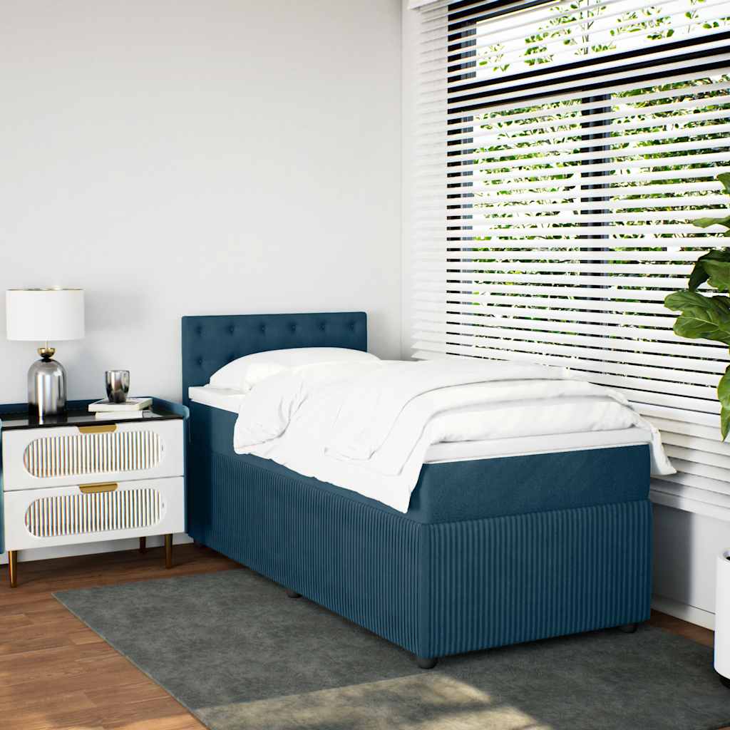 kontinentalseng med madras 90x190 cm fløjl blå