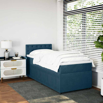 kontinentalseng med madras 90x190 cm fløjl blå