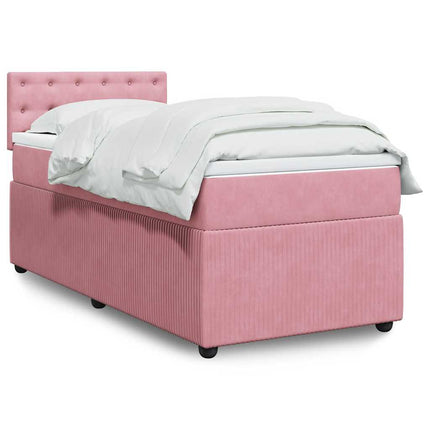 kontinentalseng med madras 90x190 cm fløjl pink