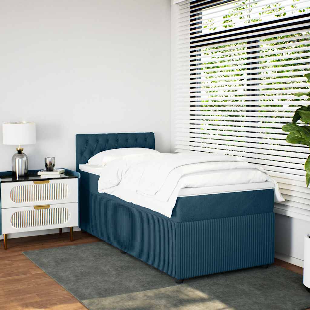 kontinentalseng med madras 90x190 cm fløjl blå
