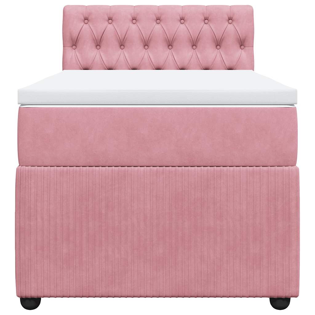 kontinentalseng med madras 90x190 cm fløjl pink