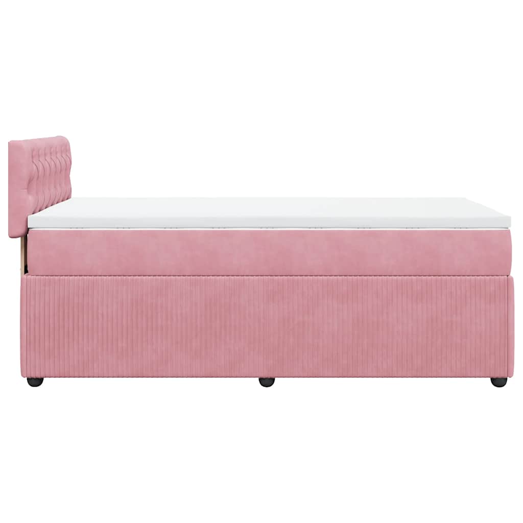 kontinentalseng med madras 90x190 cm fløjl pink